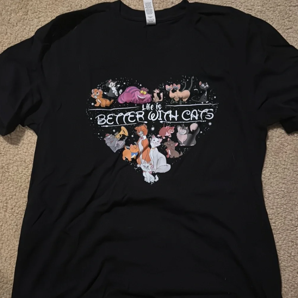 Black Disney Cat- Adult Small shirt